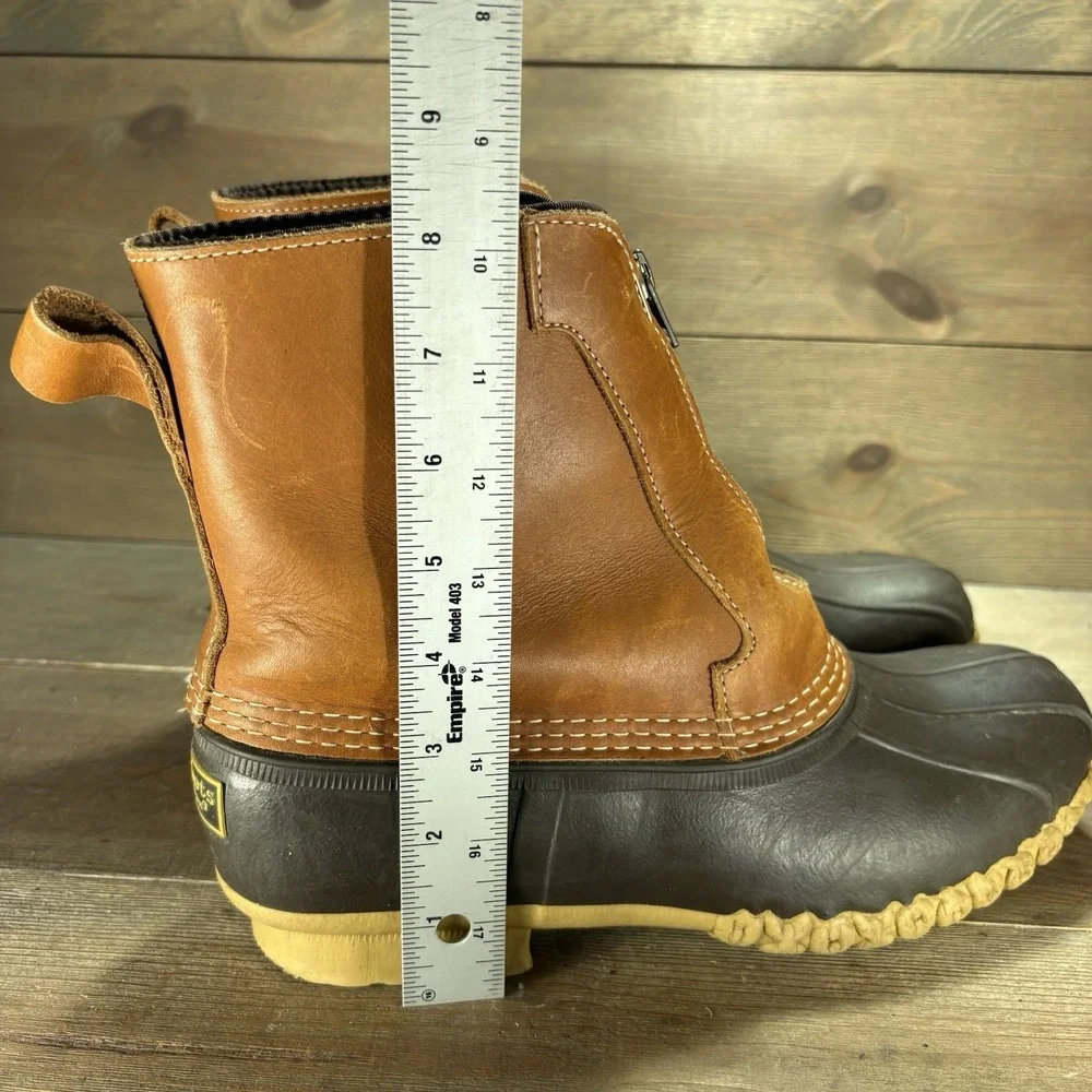 ll bean duck boots mens 9 shoes brown sherpa lined zip up winter snow rain